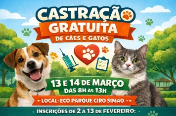 Castração Gratuita de Cães e Gatos em Duartina 