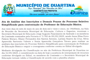 Ata de Análise das Inscrições e Demais Prazos