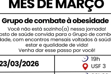 Programação de março dos grupos de combate a obesidade e cuidado com a mente