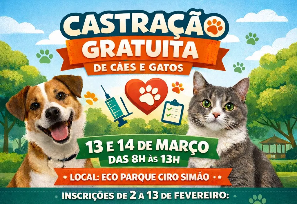Castração Gratuita de Cães e Gatos em Duartina 