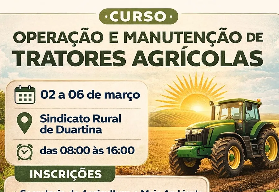 Últimos dias para inscrição no Curso gratuito de Operação e Manutenção de Tratores Agrícolas em Duartina